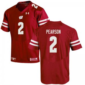 Men's Wisconsin Badgers NCAA #2 Reggie Pearson Red Authentic Under Armour Stitched College Football Jersey DF31X78FX